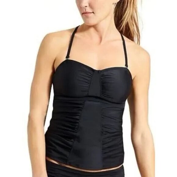 ATHLETA Waterfall Bandeau Tankini Top Black Size 36D/DD - Picture 1 of 16